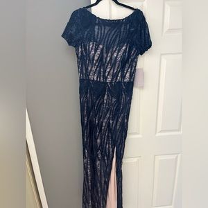 Navy color formal gown